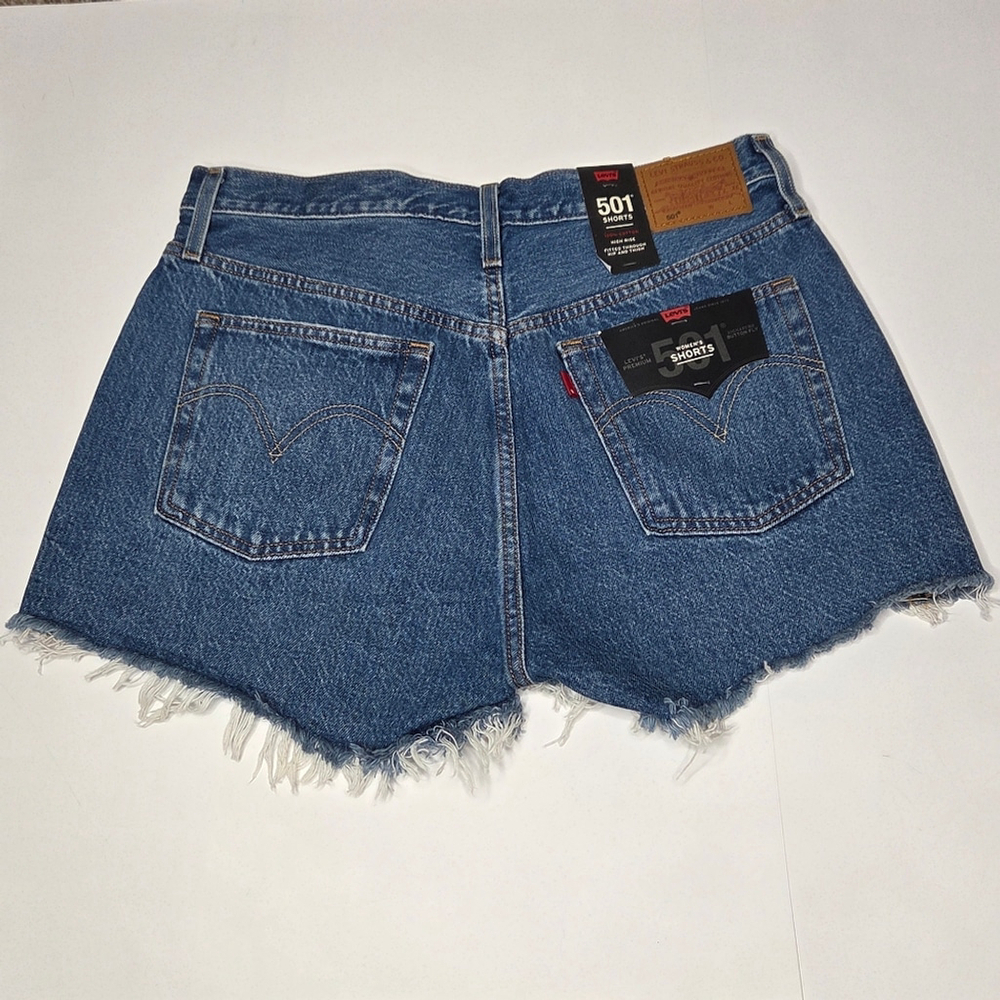Levi's 501 Original Style Premium Denim High Rise Shorts Cut Off Women's Size 31 - Picture 8 of 16